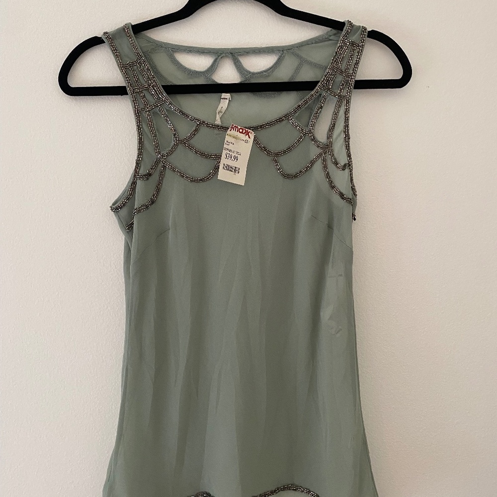 Green flapper sheer top